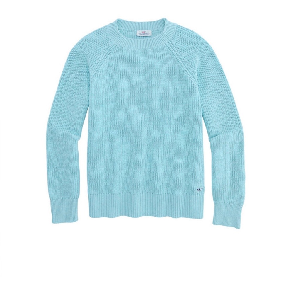 Vineyard Vines Women's Aqua Crewneck Fishermen Sweater